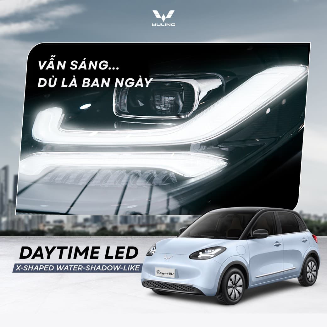 CỤM ĐÈN LED BAN NGÀY TRÊN XE ĐIỆN WULING BINGO - TRANG BỊ NHỎ AN TOÀN LỚN